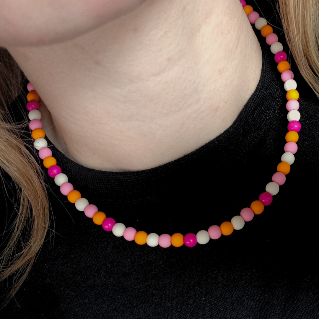 Ketting Happy pink-orange 6mm