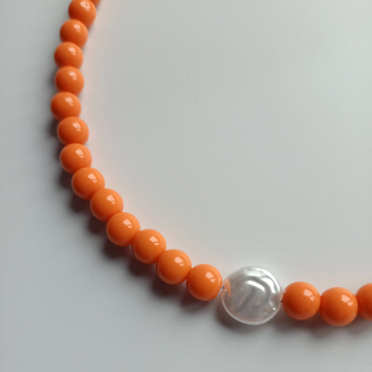 Ketting Orange pearl 8mm