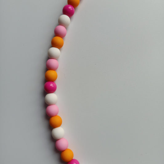 Ketting Happy white-pink-orange 6mm