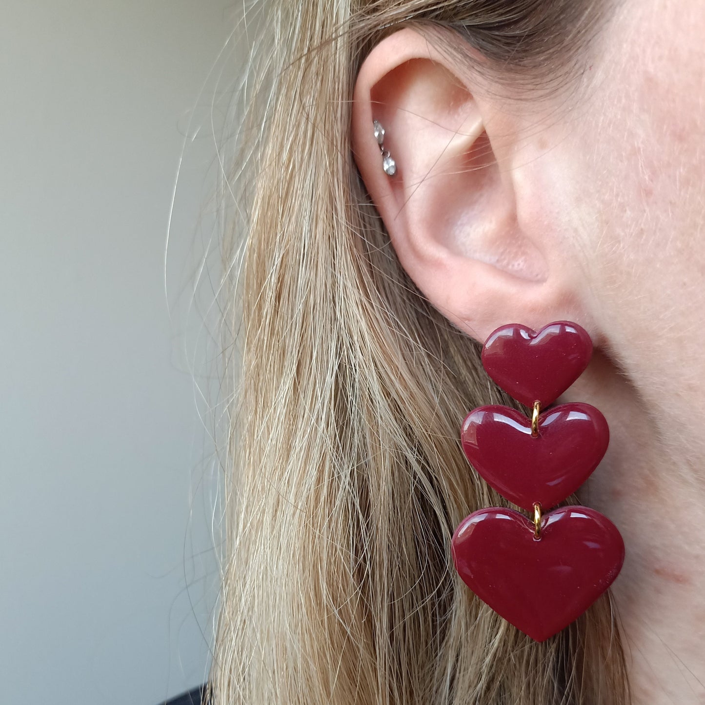 Oorbellen Triple hearts