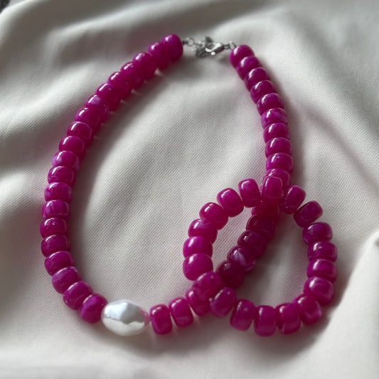 Ketting Magenta pearl