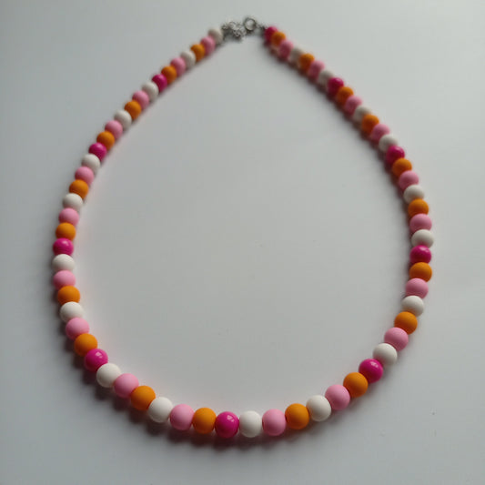 Ketting Happy white-pink-orange 6mm
