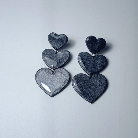 Oorbellen Triple hearts