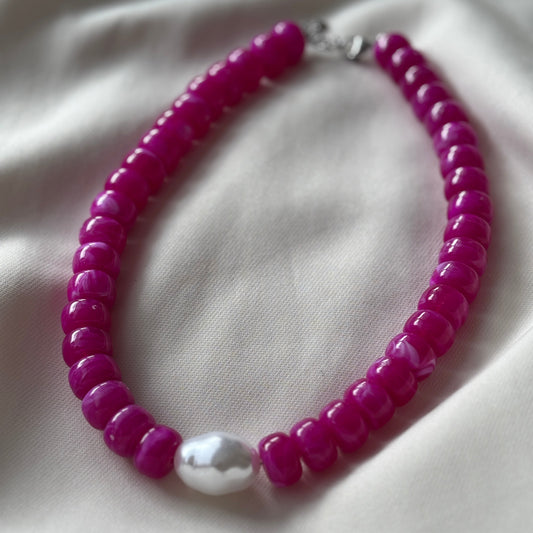 Ketting Magenta pearl